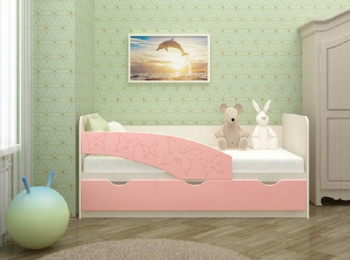 Кровать Бабочки 2,0м (Розовый металлик) в Дубровино - dubrovino.mebel54.com | фото