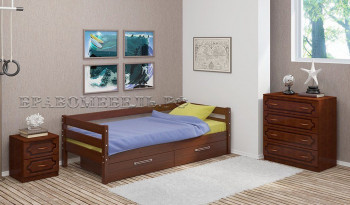 Кровать одинарная ГЛОРИЯ из массива сосны  900*2000 (Орех) в Дубровино - dubrovino.mebel54.com | фото
