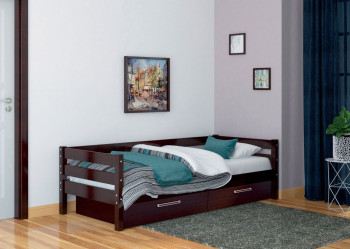 Кровать одинарная ГЛОРИЯ из массива сосны  900*2000 (Орех Тёмный) в Дубровино - dubrovino.mebel54.com | фото