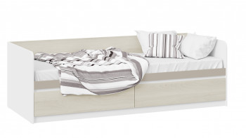 Кровать «Сканди» с 2 ящиками Дуб Гарден/Белый/Глиняный серый в Дубровино - dubrovino.mebel54.com | фото