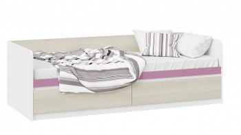 Кровать «Сканди» с 2 ящиками Дуб Гарден/Белый/Лиловый в Дубровино - dubrovino.mebel54.com | фото