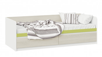 Кровать «Сканди» с 2 ящиками Дуб Гарден/Белый/Зеленый в Дубровино - dubrovino.mebel54.com | фото
