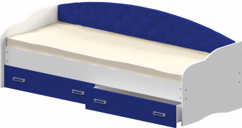 Кровать Софа-7 с мягкой спинкой (800х1900) Белый/Синий в Дубровино - dubrovino.mebel54.com | фото