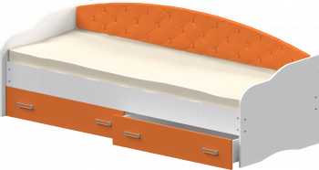 Кровать Софа-7 с мягкой спинкой (800х2000) Белый/Оранжевый в Дубровино - dubrovino.mebel54.com | фото