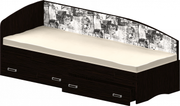 Кровать Софа-9 с мягкой спинкой с рисунком Милана (900х1900) Венге в Дубровино - dubrovino.mebel54.com | фото