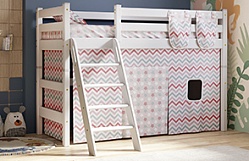 Кровать Соня вариант 6 полувысокая с наклонной лестницей Белый полупрозрачный в Дубровино - dubrovino.mebel54.com | фото