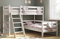 Кровать Соня вариант 8 угловая с наклонной лестницей Белый полупрозрачный в Дубровино - dubrovino.mebel54.com | фото