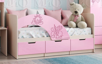 Кровать Юниор-3 ((мульт) розовый металл/дуб беленый) в Дубровино - dubrovino.mebel54.com | фото