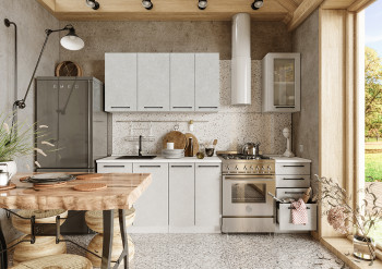 Кухонный гарнитур Нувель 1800мм белый/бетон белый в Дубровино - dubrovino.mebel54.com | фото