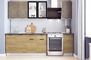 Кухонный гарнитур Стоун 2.0 (белый/камень темно-серый/акация светлая) в Дубровино - dubrovino.mebel54.com | фото