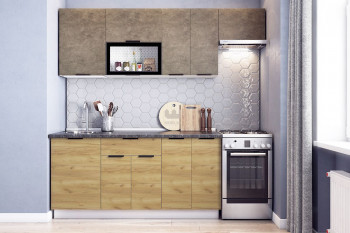 Кухонный гарнитур Стоун 2.2 (белый/камень темно-серый/акация светлая) в Дубровино - dubrovino.mebel54.com | фото