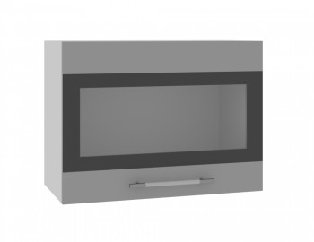 Норд ШВГС 600 Шкаф верхний горизонтальный со стеклом (Софт черный/корпус Белый) в Дубровино - dubrovino.mebel54.com | фото