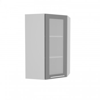 Норд ШВУС 600Н Шкаф верхний угловой (премьер) высокий (Софт черный/корпус Белый) в Дубровино - dubrovino.mebel54.com | фото