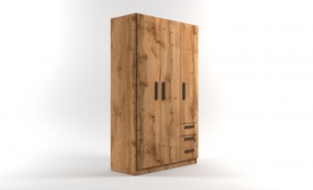 Шкаф 3-х створчатый с ящиками Шервуд (Дуб Вотан) в Дубровино - dubrovino.mebel54.com | фото
