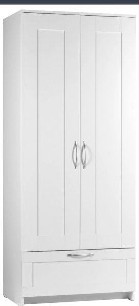 Шкаф двухдверный Сириус с 1 ящиком белый в Дубровино - dubrovino.mebel54.com | фото
