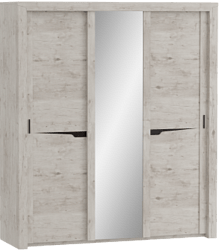 Шкаф трехдверный Соренто с раздвижными дверями Дуб бонифаций/Кофе структурный матовый в Дубровино - dubrovino.mebel54.com | фото