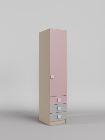 Шкаф угловой (секция с ящиками) Грэйси (Розовый/Серый/корпус Клен) в Дубровино - dubrovino.mebel54.com | фото