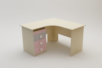 Стол угловой Грэйси (Розовый/Серый/корпус Клен) в Дубровино - dubrovino.mebel54.com | фото