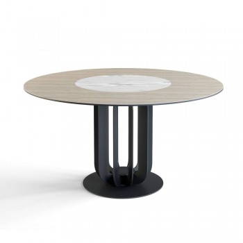 Стол круглый Rotor (160), шпон + керамика светлая в Дубровино - dubrovino.mebel54.com | фото