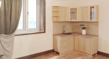 Угловая кухня Рамочная 1500х1400 мм (Беленый дуб) в Дубровино - dubrovino.mebel54.com | фото